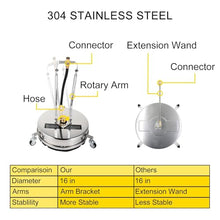 16 18 Inch Surface Cleaner Twin Rotary Arm 4000PSI 1/4" QC Stainless Steel Pressure Washer Decks Cleaning Machine(18 Inch)
