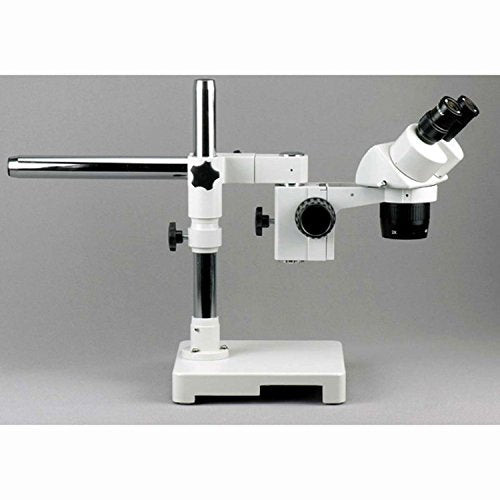 AmScope Binocular Stereo Microscope 10X-60X Magnification Single-Arm Boom Stand