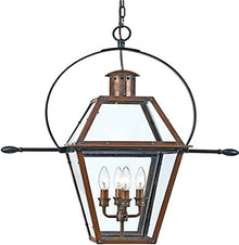Quoizel Rue De Royal Charleston Outdoor Hanging Lantern 30 Inch 4-Light Aged Copper