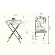 RNQZ 3 Piece Patio Furniture Outdoor Garden Metal Rust Proof Tables and Chairs Wrought Iron Folding Garden Terrace Leisure Outdoor Tables and Chairs Patio,Blue