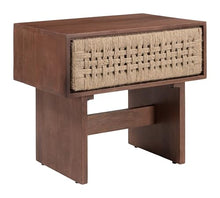 Amaria Nightstand Natural & Walnut, Walnut End Table, Modern Style, Solid Mango Wood Rectangular Shape Tabletop, Solid Mango Wood, Indoor Bedroom, 24" W x 17.9" D x 22" H