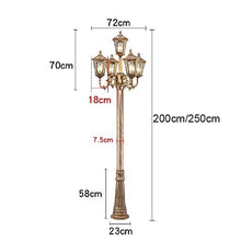 5-Lights E27 Traditional Outdoor Street Light Victorian Retro Villa Decor Pillar Post Lamp Courtyard Community Landscape Lantern Ip55 Waterproof High Pole Lighting For Garden Lawn Individuali ( H)