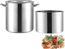 Stainless Steel Crab Seafood Boil Pot with Strainer Basket Riveted Handles,Heavy Duty Crawfish Turkey Fryer Pot for Boiling Frying(35x35cm)