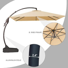 OROTLECT 10'x10' Sunbrella Offset Umbrella With Base Outdoor Square Aluminum Cantilever Umbrella Shade With Easy Tilt Adjustment