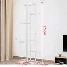 BSNANCA 7 Tier Metal Plant Stand Holder with 8 Flower Pot Shelves Indoor Outdoor Plant Stand Organizer for Balcony Garden Display Rack (White 17x9x49.6 in)