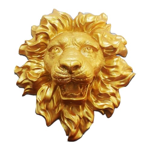 Lion Head Wall Hanging Fountain Sprayer, Nozzle Golden Garden Water Spray, Sculpture Head, Outdoor Watering Decoration Accessories for Office, Bedroom, Pond(Gold,80x95x32cm)