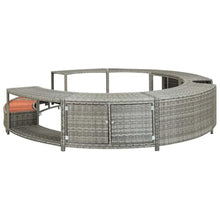 KGFHERENB Gray Poly Rattan Hot Tub Surround, Round Wicker Spa Surround with Eucalyptus Hardwood Trim and Built-in Storage, Fits Spas up to 79.9 Inches Inner Diameter