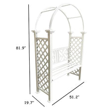 Oakland Living White Aluminum Garden Arbor Arch with 2-Seater Bench