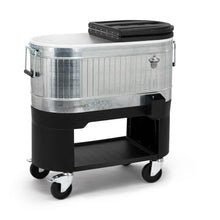 Permasteel 120-Qt Rolling Ice Chest, Portable Patio Party Bar Drink Cooler Cart with Wheels, Drink Dividers - Perfect for Outdoor or Indoor Entertaining, and Parties, Galvanized Steel