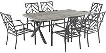 Crosley Furniture Otto 7-Piece Chevron Outdoor Dining Set Matte Black with Gray Cushions