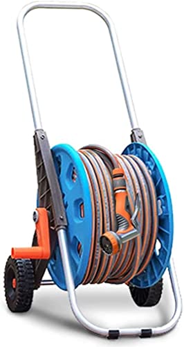 CFDZCP Garden Hose Reels Portable Hose Pipe Reel，Garden Hose Reel Cart with Wheels, Adjustable Nozzle, for Gardens, Lawns, Sidewalks and Backyards, No Need to Install(60M Hose)