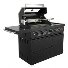 GDFStudio 75300 BTU 6-Burner Gas Grill Island, Deluxe SS304 Stainless Steel Outdoor BBQ Station with Rotisserie, Granite Countertop, Propane/Natural Gas, 46‘’, Black