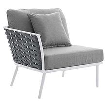 Modway Stance 8 Piece Outdoor Patio Aluminum Outdoor Patio Aluminum Sectional Sofa Set in White Gray