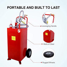 Nurxiovo Pro 30 Gallon Gas Caddy Hand Siphon Fuel Diesel Transfer Pump Portable Fuel Storage Tank Rolling Gasoline Can for Car Boat ATV with Wheels