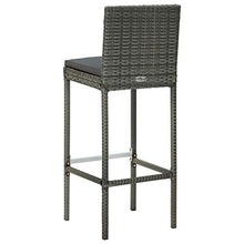 LKJVFCPW 7 Piece Patio Bar Set with Cushions, Outdoor PE Rattan High Table and 6 Stools, Weather-Resistant Garden Furniture Set for Backyard, Deck, and Balcony, Grey