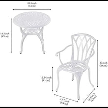 DUYHBAWRS 3-Piece Outdoor Bistro Set Cast Aluminum Patio Furniture Armchairs Design Garden Porch Table and Chairs Set