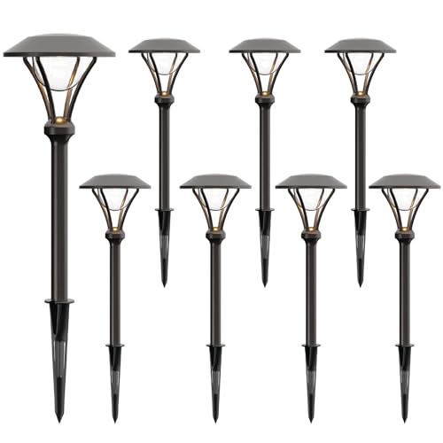 GOODSMANN Landscape Lighting Low Voltage Path Lights 1 Watt LED 60 Lumens Landscape Lights with Metal Stake Connector for Garden Yard Patio Area Outdoor Lighting (8 Pack) 9920-2104-08