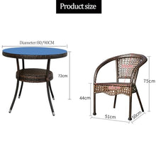 Dalumian Patio Dining Set with Tempered Glass Table and 4 Stackable Rattan Chairs, 3 Pieces Wicker Patio Bistro Sets, Outdoor Seating Set with 4 Cushions, Garden Furniture Sets for Lawn(Round,90CM)