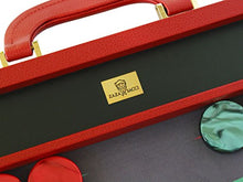Zaza & Sacci Leather/Microfiber Backgammon Set 23" Large Attache Case Red