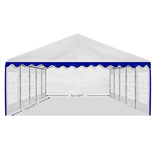 AMERICAN PHOENIX Party Tent 16x32 Heavy Duty Large White Canopy Commercial Fair Shelter Wedding Events Tent - White with Blue