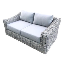 Teva Furniture Hawaii Three-Tone Wicker Loveseat with Silver Gray Cushion White/Beige