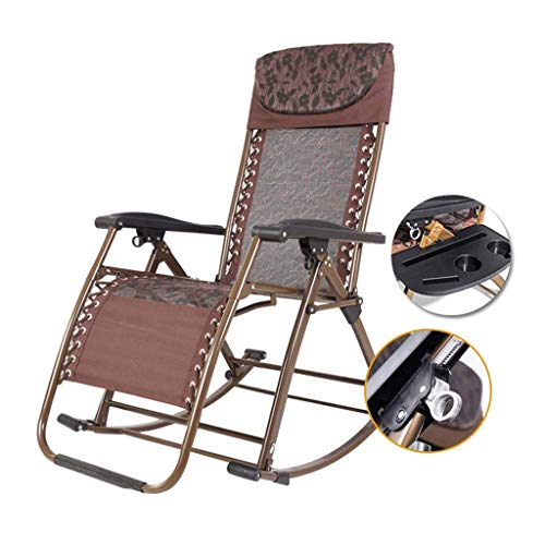 Folding Reclining Garden Patio Chair Comfortable Relax Rocking Chair with Cup and Phone Holder for Outdoor Beach Pool Max Load 150Kg #1