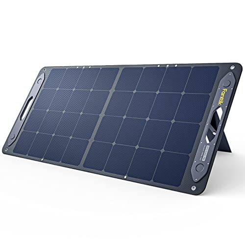 Fanttik 100W Portable Solar Panel, 23% High Efficiency Mono Foldable Solar Panel for Power Station with Adjustable Kickstand, Off Grid System for Camping, Road Trip, Emergency Black