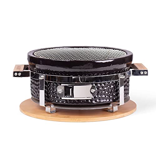 JTYMZYY Japanese Style Charcoal Grill Table, Portable Ceramic BBQ Grill with Wire Mesh Grill and Base,Tabletop Household Barbecue Tools for Outdoor Charcoal Barbecues Camping (Size : Round)