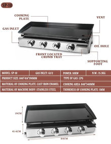 LMYYDES 2/3/4 Burner Table Top Gas Grill Griddle, Burners Gas Griddle, Flat Top Grill for Outdoor Cooking While Party, Picnicking Or Camping,3Burner
