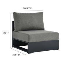 Modway Tahoe Modular Aluminum 3-Piece Outdoor Patio Furniture Gray Charcoal, Left-Facing Sectional Sofa Set with Weather-Resistant Cushions, Ideal for Deck, Backyard, Poolside