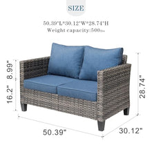 HOOOWOOO Outdoor Patio Loveseat, Handwoven PE Wicker 2-Seater Sofa with High-Density Foam Cushions, All-Weather Conversation Seating