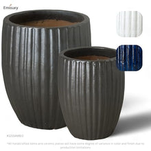 Emissary Matte Black Stoneware Round Planters Set of 2 21in. L x 25in. H
