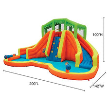 BANZAI Twin Falls Lagoon Inflatable Water Slide Splash Toy Orange