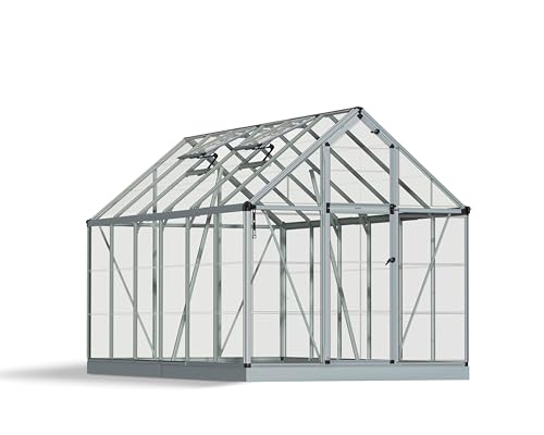 Palram - Canopia Snap & Grow 6 Ft. x 12 Ft. Greenhouse Kit Hobby DIY Walk In Green House Heavy Duty Polycarbonate, Aluminium Frame, with Lockable Door and Vent for Outdoors, Garden, Backyard In Silver