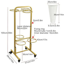 2 Layer Rolling Plant Stand Cart With 6 Plastic Buckets, Metal Shelf Cut