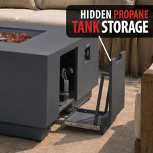 AMS 48" Square Concrete GFRC Propane Gas Fire Pit Table (Dark Gray)