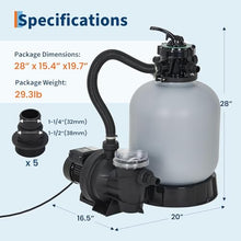 Sand Filter Pump for Above Ground Pool, 3/4 HP 3,435 GPH Pool Sand Filter System with 7-Position Multi-Port Valve, 88 Lbs Sand Capacity, Energy-Efficient Above Ground Pool Pump & Filter Combo