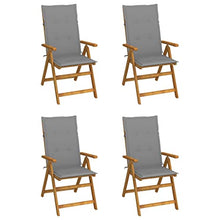 vidaXL Reclining Folding Chairs 4 pcs with Cushions Solid Acacia Wood