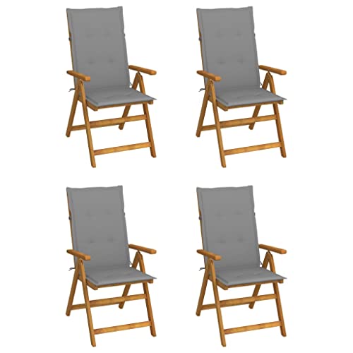 vidaXL Reclining Folding Chairs 4 pcs with Cushions Solid Acacia Wood