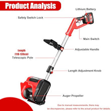 PioMue Battery Snow Blower,Portable Electric Snowplow and Shovel, Cordless Snowplow with Adjustable Handle for Patio, Playground and Farm 1*Battery