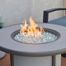 Outdoor GreatRoom Co Propane Fire Pit Table - Stonefire Gas Fire Pits for Outside Patio - 31" Round Composite Firepit Fire Table, Matching Tabletop Cover, Aluminum Frame Mesh Base, 55,000 BTU - Grey