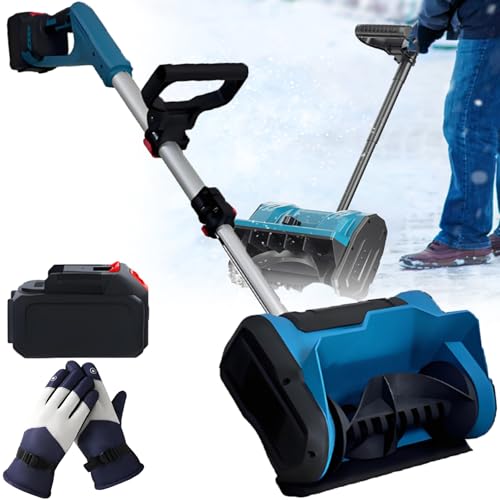 ErShangMao Outdoor Cordless Snow Blower - 600w Brushless Electric Snow Shovel with 3-Way Chute, Long-Life Battery, Telescopic Handle, Effortlessly Clear Snow Where You Want 1battery