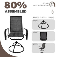 Decksplore Swivel Patio Chairs Set of 6, 360° Rocking Outdoor Dining Chairs with Breathable Textilene Mesh & Heavy-Duty Steel Frame, Modern Grey Patio Seating for Backyard, Garden, Deck