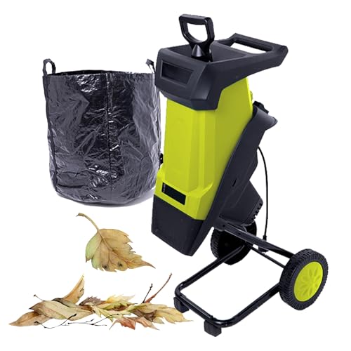 VNATWGOO Automatic 2400W Leaf Chipper Shredder, Electric Wood Mulcher, 4500RPM for 0-40mm Branch, with 50L Collection Bag Yellow