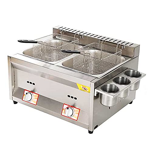 Stainless Steel LPG Gas Fryer for Home and Commercial Use | Adjustable Firepower with Large Capacity | Includes Accessories | Ideal for Cooking Variety of Foods Cleaning,8L+8L