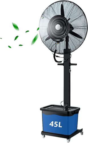 CUTPOIY Portable Oscillating Misting Fan with 43L Tank, Height Adjustable Outdoor Industrial Mister Pedestal Fan, 3 Speeds, 70CM