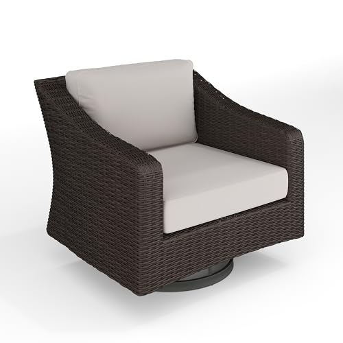 Martha Stewart Bedford Indoor/Outdoor Patio Swivel Chair, Brown