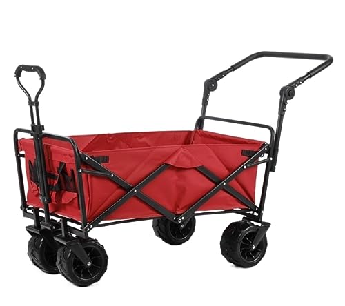 MIIKHI Trolley Cart Folding Utility Wagon Handcart Garden Utility Truck with Adjustable Handle Outdoor Pull Wagon for Beach Fishing Picnic Camping Cart Garden Wagon (D)