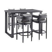 Armen Living Menorca Outdoor Patio 5-Piece Aluminum Bar Set Grey