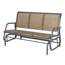 Patio Bench Outdoor Porch Glider Swing with 3 Seats Breathable Mesh Fabric Metal Frame